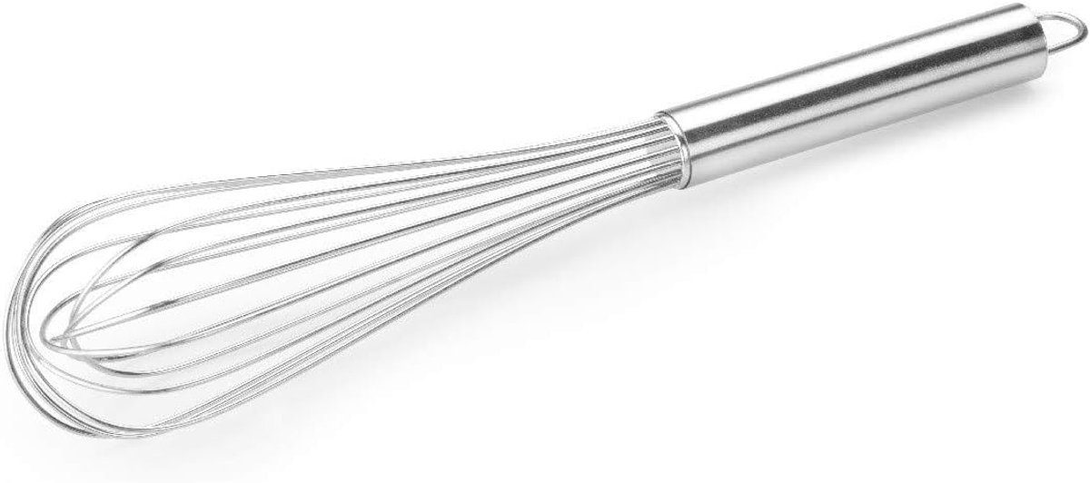 Roestvrijstalen garde 45 cm met metalen handvat en 16 lussen