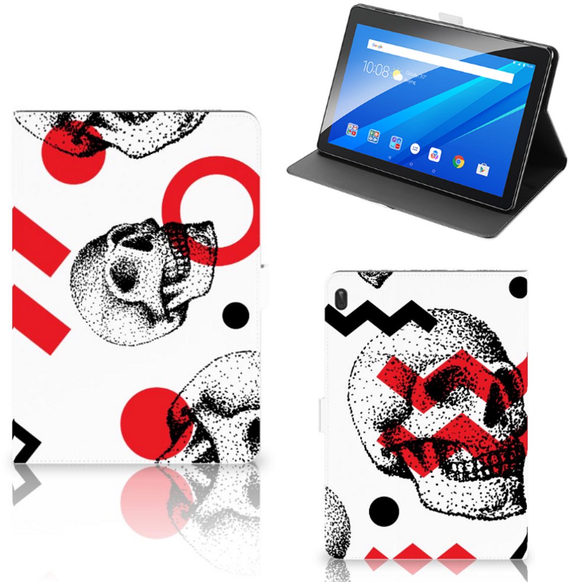 Tablettasje Lenovo Tab E10 Skull Red