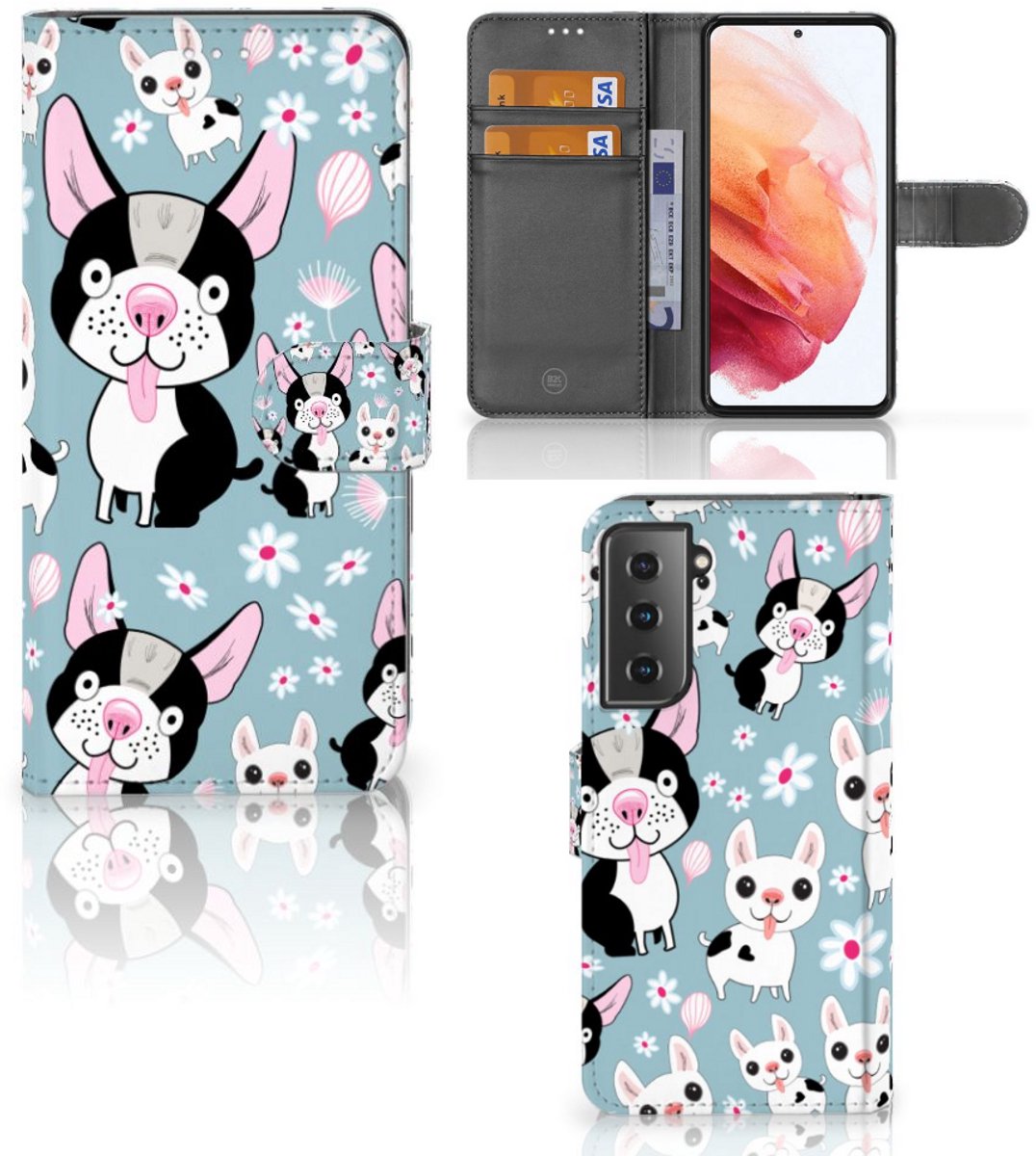 Samsung Galaxy S21 Telefoonhoesje met Pasjes Hondjes