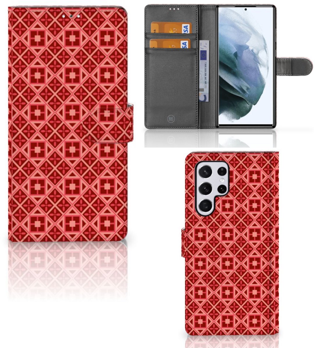 Samsung Galaxy S22 Ultra Telefoon Hoesje Batik Rood