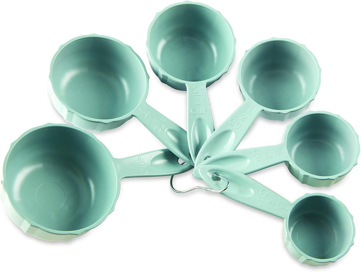 Set van 6 Bundt Maatbekers in Zee Glas - Perfect voor Bakliefhebbers