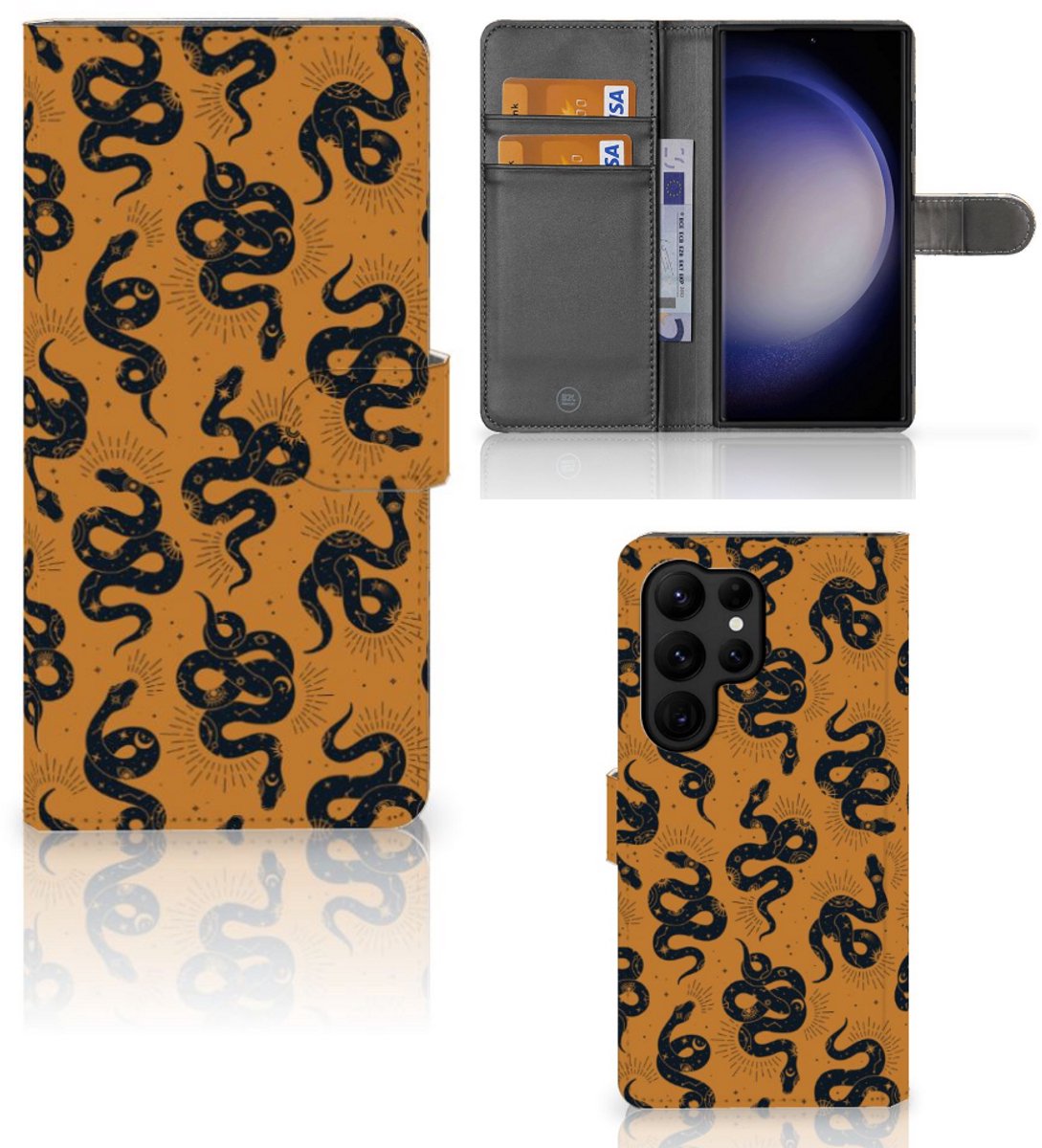 Telefoonhoesje met Pasjes voor Samsung Galaxy S23 Ultra Snakes