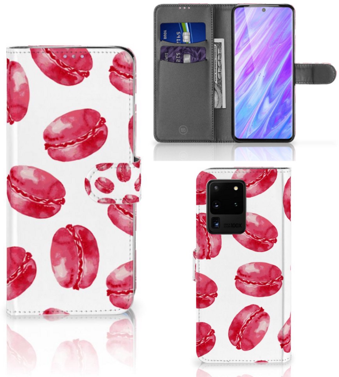 Samsung Galaxy S20 Ultra Book Cover Pink Macarons