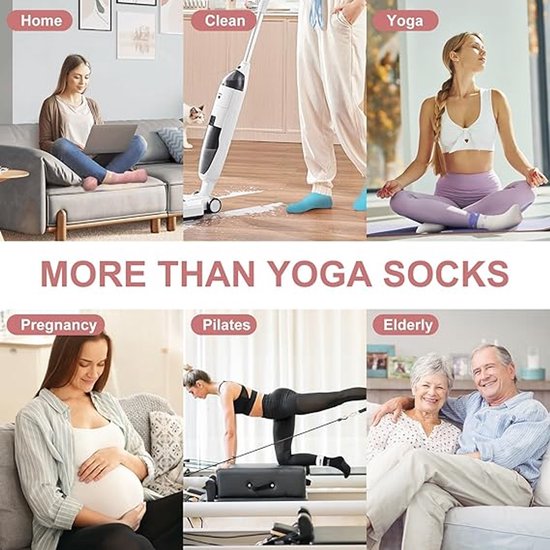 4 paar - Sokken - Sokken Antislip - Yoga Pilates Sokken - Yoga Sokken - Antislip loungesokken - sportsokken - sokken tot halverwege de kuit - met antisliptextuur - wit en roze - Geschikt voor Pilates, Fitness, Ballet, Thuisworkouts van Merkloos — afbeelding 3