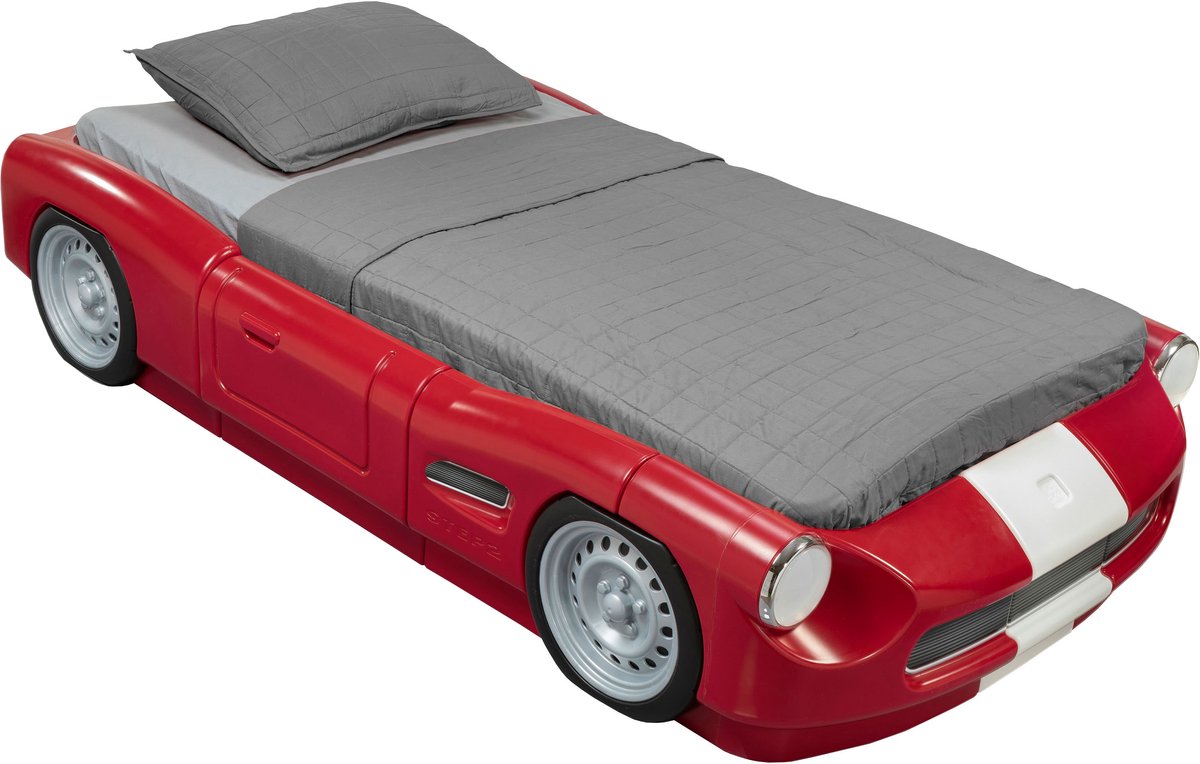 Step2 Roadster Toddler to Twin Meegroeibed – Kinderbed in auto design – Van peuterbed naar twin bed – Met zijpanelen en decoratieve details – Vanaf 3 jaar – Tot max 218.4 x 119.4 x 40.6 cm Rood