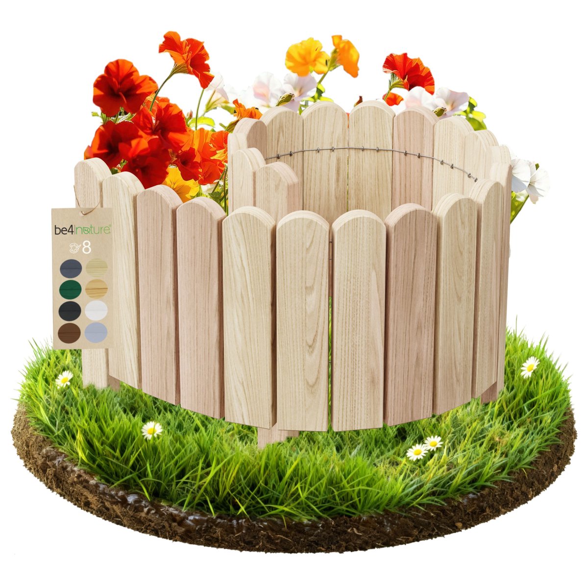 be4nature Flexibele Rolboarder hout 100 x 40 cm Beige Niet-Geïmpregneerde Borderrand tuin Tuinafscheiding Gazonafscheiding