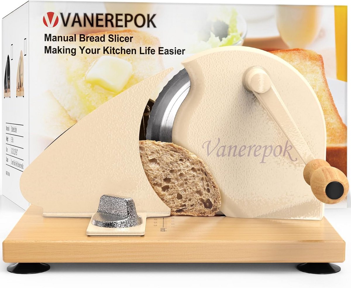 Handmatige broodsnijmachine voor zelfgemaakt zuurdesembrood - Verstelbaar en veelzijdig voor perfect gesneden brood