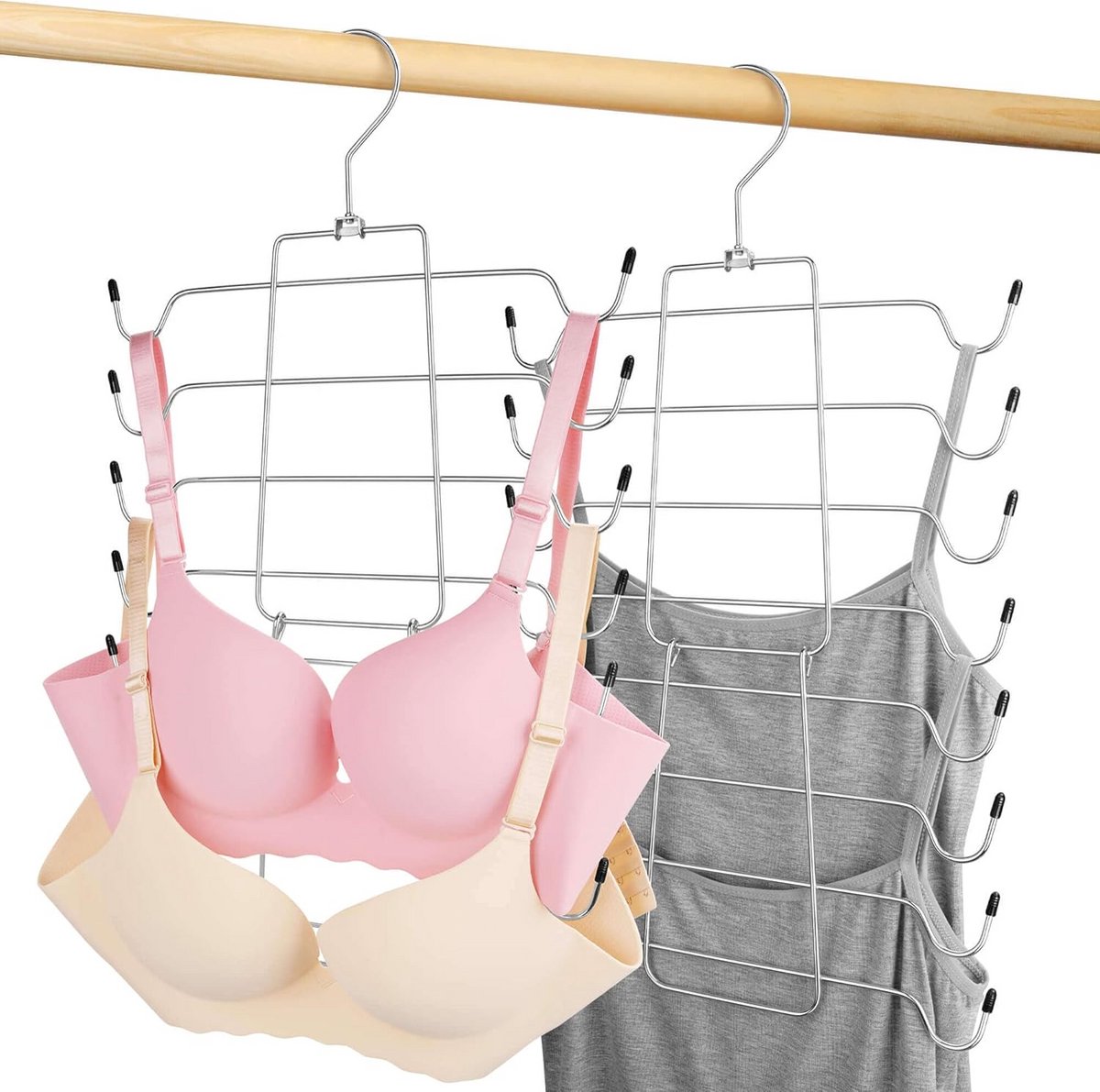 Set van 4 tanktophangers en beha-organizer voor ruimtebesparing