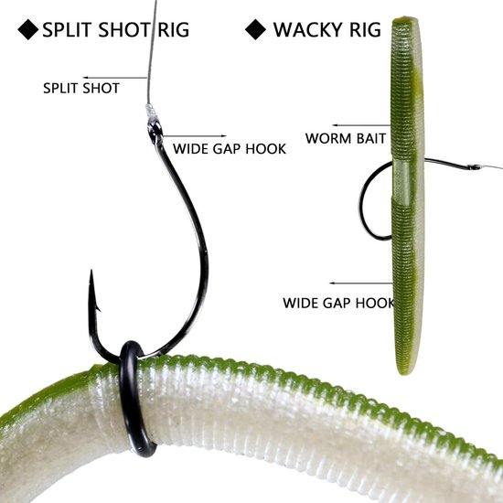 50/100/250/500 stuks Vistuigen Set - Offset Worm Haken voor Dropshot Vissen — afbeelding 4