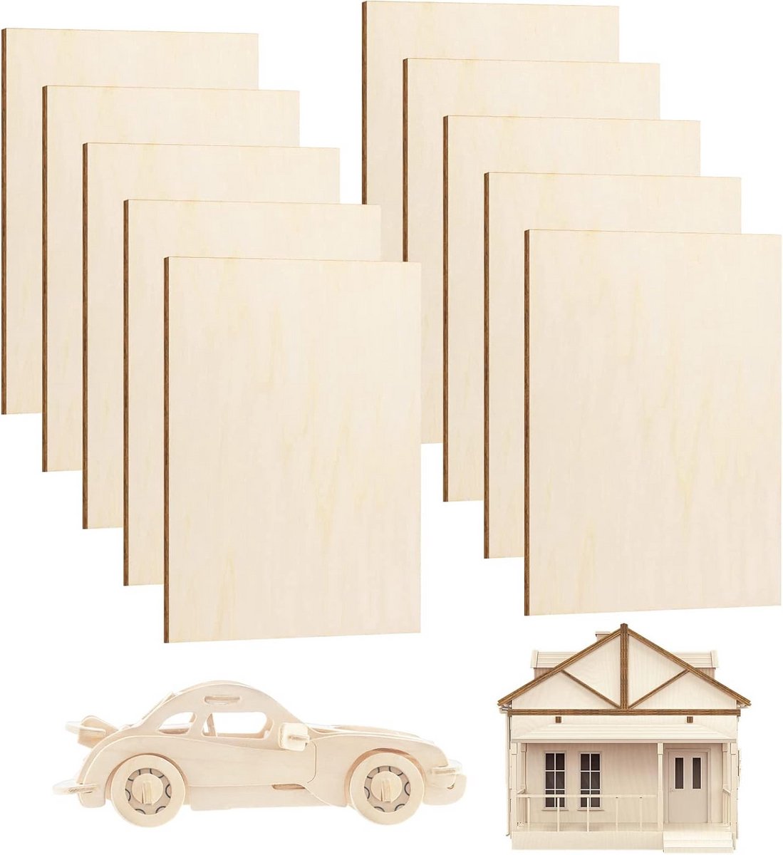 10 Stuks Grashoutplaten voor Houtbewerking en Knutselen - Multiplex MDF Platen 300 x 200 x 1,5 mm