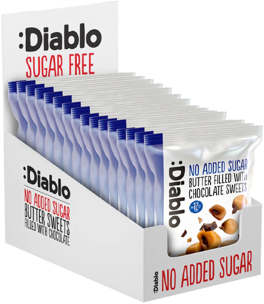 Diablo | No Added Sugar | Butter Filled With Chocolate Sweets | 16 Stuks | 16 x 75 gram