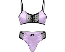 Heren Lingerie Set Satijn BH en Sissy Panties Nachtkleding ondergoed M-3XL