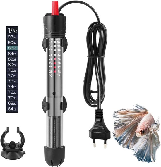 Aquarium Verwarmer 100W - 40-120L Verdikt Kwartsglas Aquariumverwarming - Instelbare Temperatuur Aquarium Heater met Zuignappen & Thermostaat - 1 Stuk