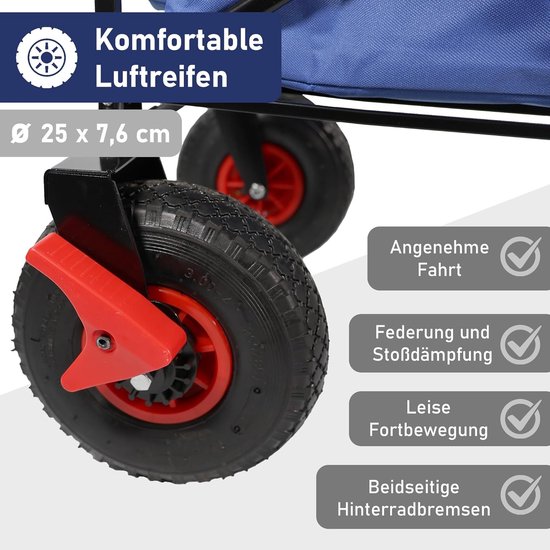 Opvouwbare Bolderkar met Dak en Luchtbanden - 120 kg Draagkracht, Transportwagen voor Diversen van Opvouwbare Bolderkar — afbeelding 2