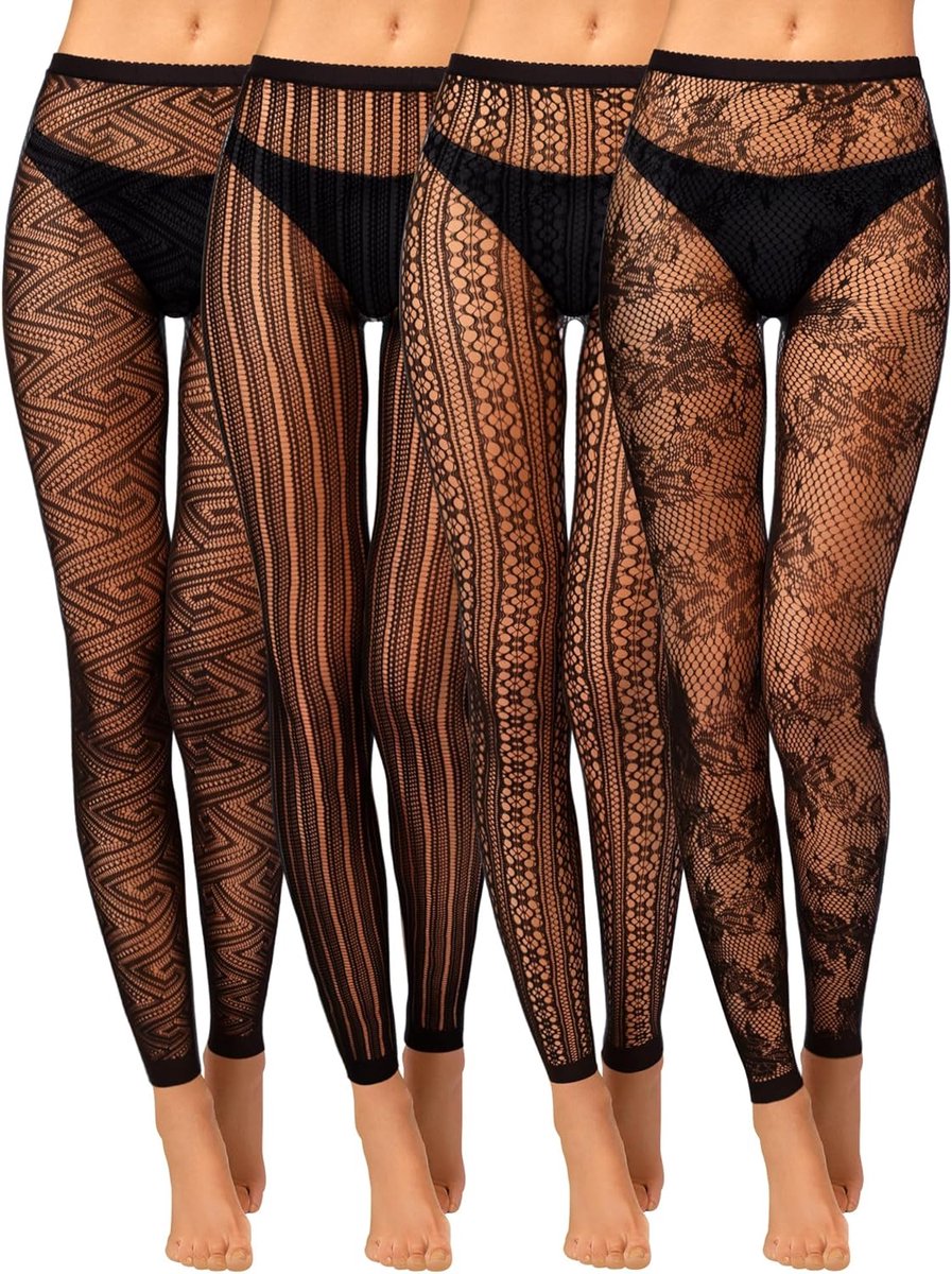 Zwarte Netpanty's met Gothic Patroon voor Halloween - Voetloos