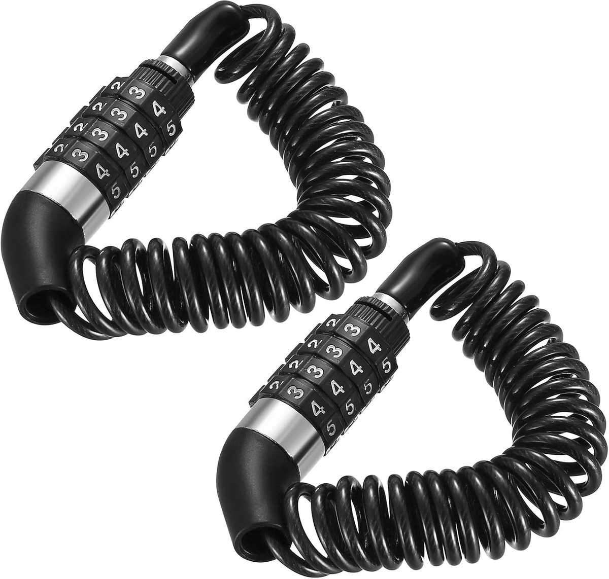 2x Kabelslot met Combinatieslot (150 cm) - Helm- en Fietsslot met PVC Coating