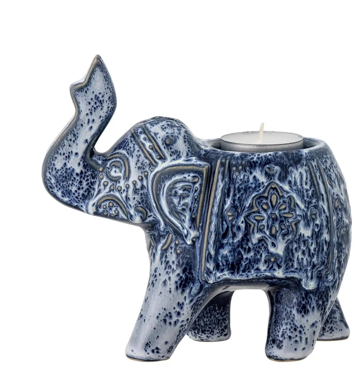 Waxinelichthouder aardewerk blauw Oliphant