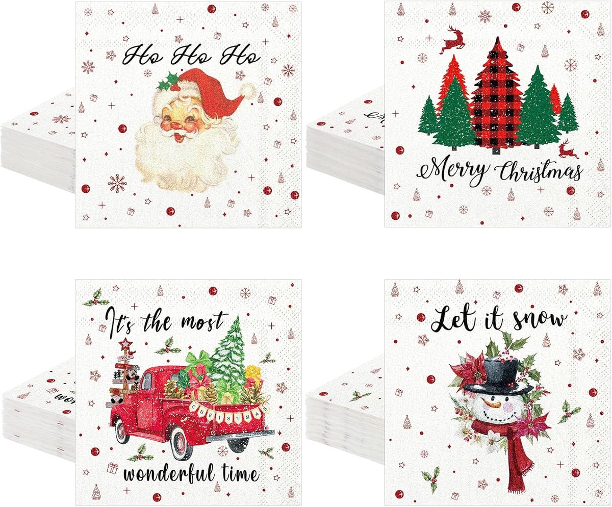 Kerst servetten 100 stuks - Papieren servetten voor kerstdecoratie 12x12 cm