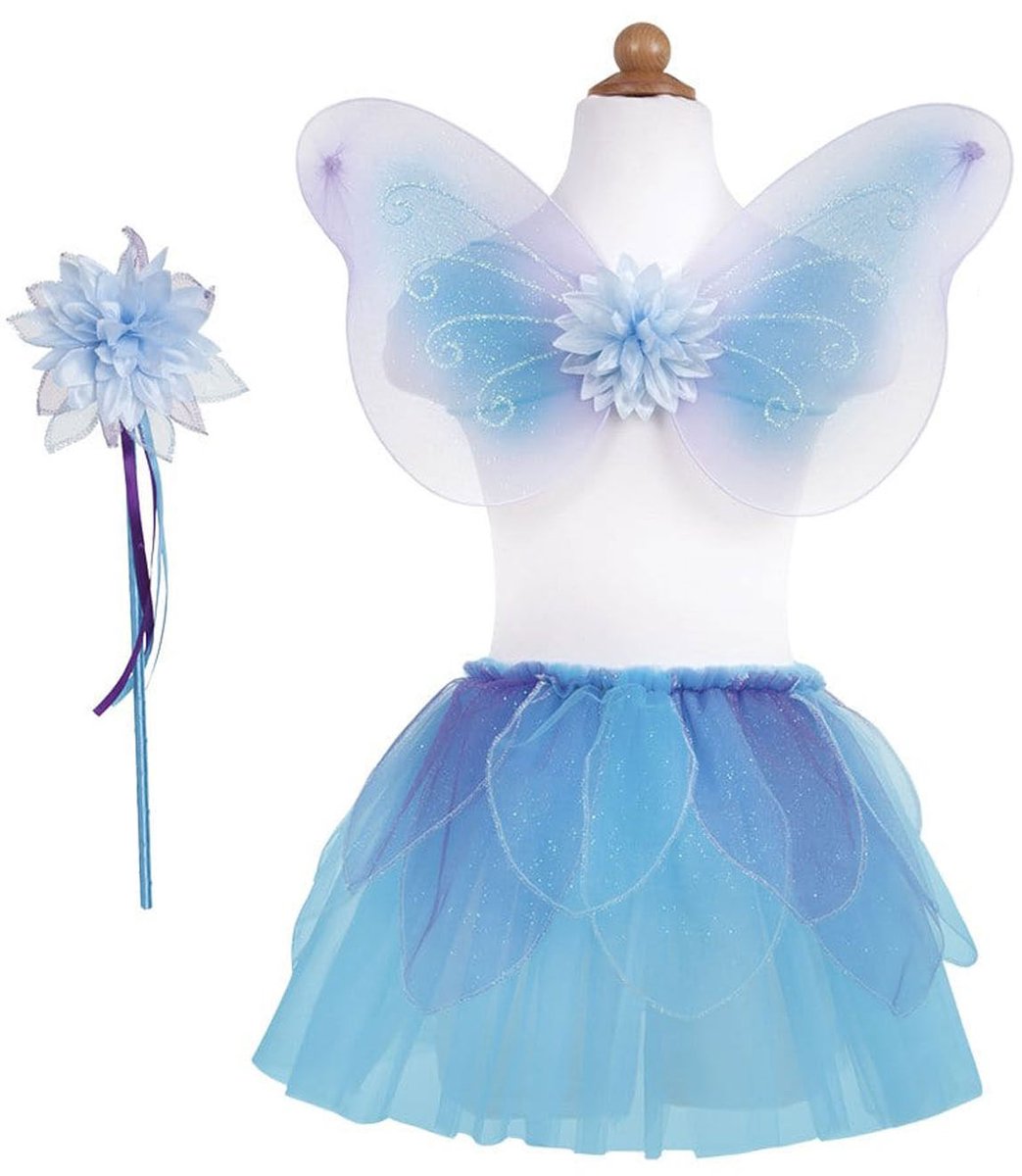 Great Pretenders - Fancy Flutter Skirt/Wings & Wand Set blue (3-7 jaar)