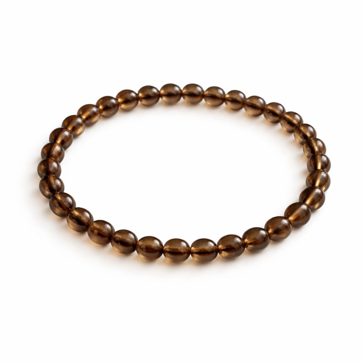 Rookkwarts Armband – 6 mm Kralen – Ø 17 cm – Bruine Edelsteen Armband – Natuursteen Armband voor Dames en Heren