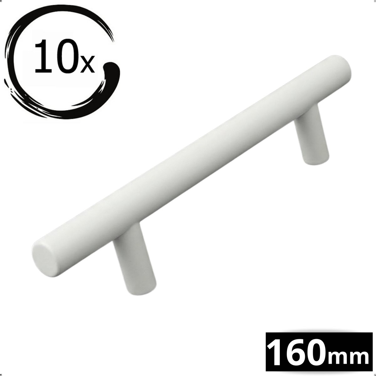 10X Handgrepen Wit RVS Denver - Boormaat 160mm - Greepjes - Handgreep - Handgrepen keukenkastjes - Handvatten - Meubelgreep Wit - Handgrepen voor deurtjes