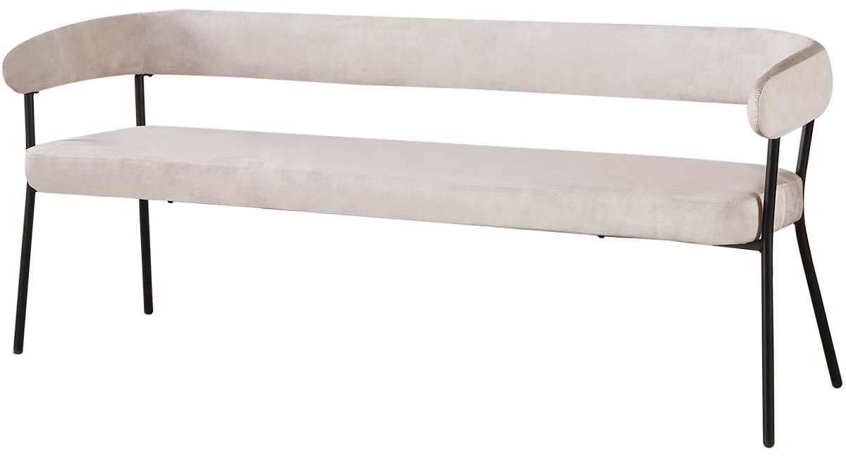 Eetkamerbank 180cm Meggie wit velvet eetbank