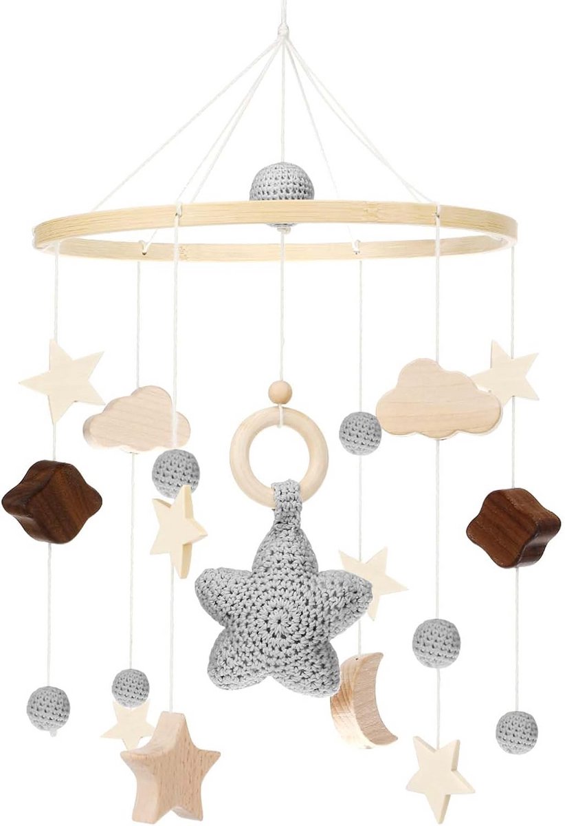 Mobiel Babybed met Sterhanger en Vilten Decoratie voor Kinderkamer