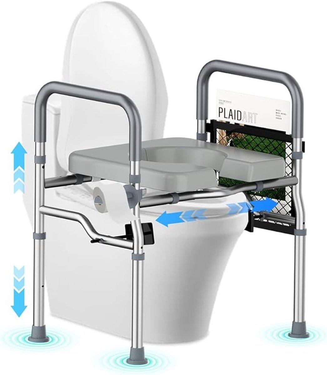 Verstelbare toiletverhoger met steunhandvatten voor extra comfort en stabiliteit