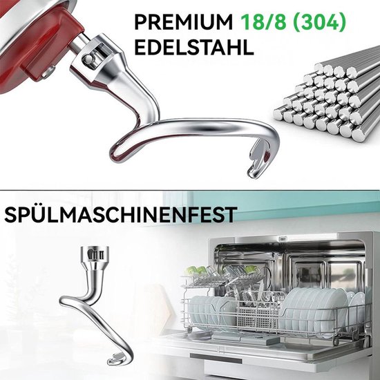 Deeghaak Geschikt voor KitchenAid staande mixers met kantelmechanisme van 4,5 tot 5 liter, vaatwasmachinebestendig. van Merkloos — afbeelding 5