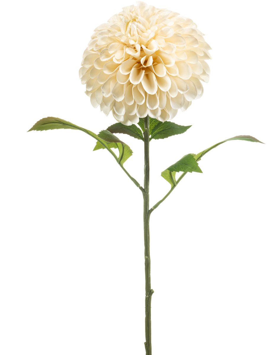 Kunstbloem Dahlia Pompon - Kunststof/Polyester/Metaal - Cream - 77 cm - Levensechte Decoratie Bloemen