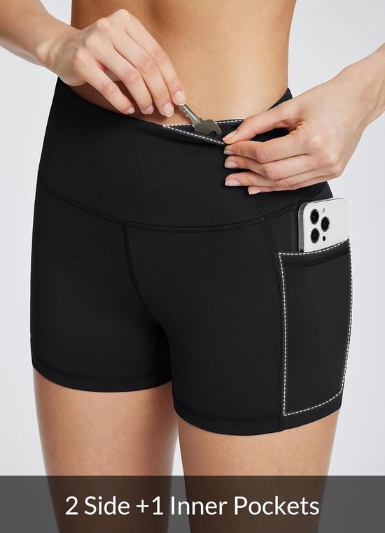Dames Hoge Taille Sport Shorts met Zakken voor Gym, Running en Fietsen — afbeelding 2
