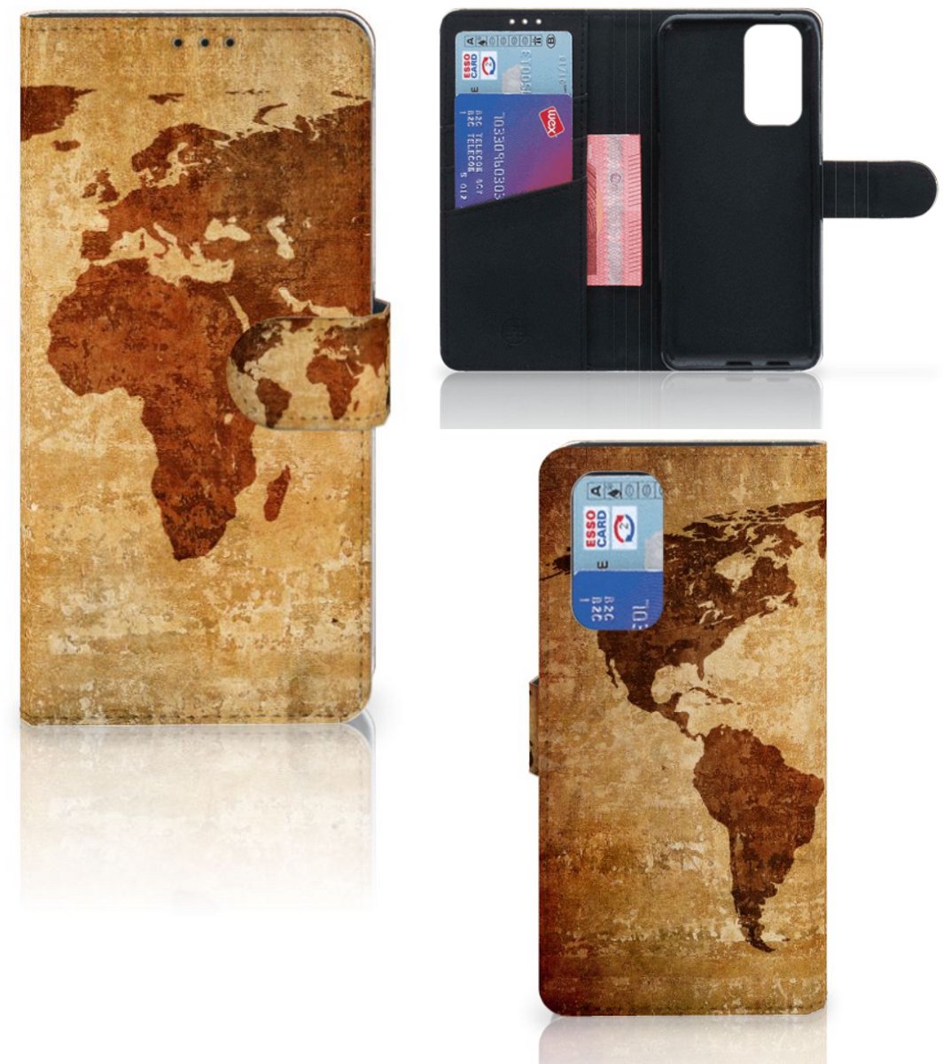 Book Case voor OnePlus 9 Pro Flip Cover Wereldkaart