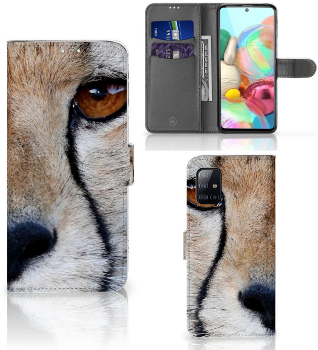 Samsung Galaxy A71 Telefoonhoesje met Pasjes Cheetah