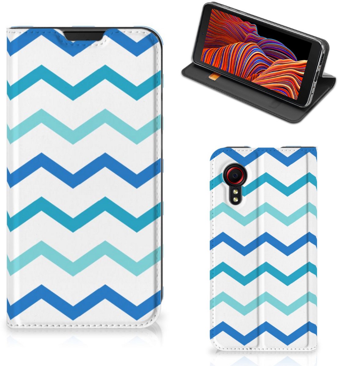 Samsung Galaxy Xcover 5 Hoesje met Magneet Zigzag Blauw