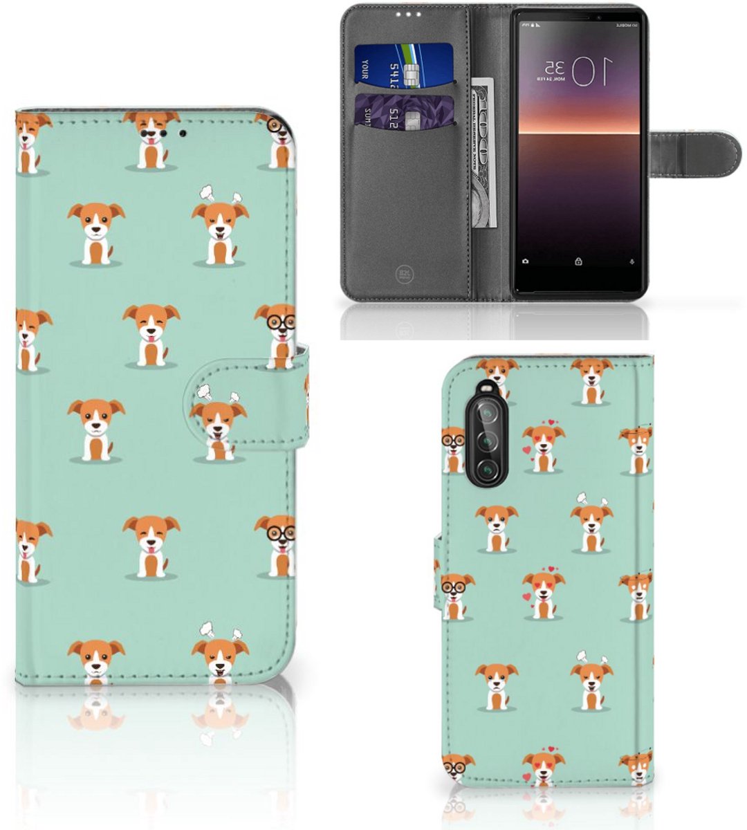 Sony Xperia 10 II Telefoonhoesje met Pasjes Pups