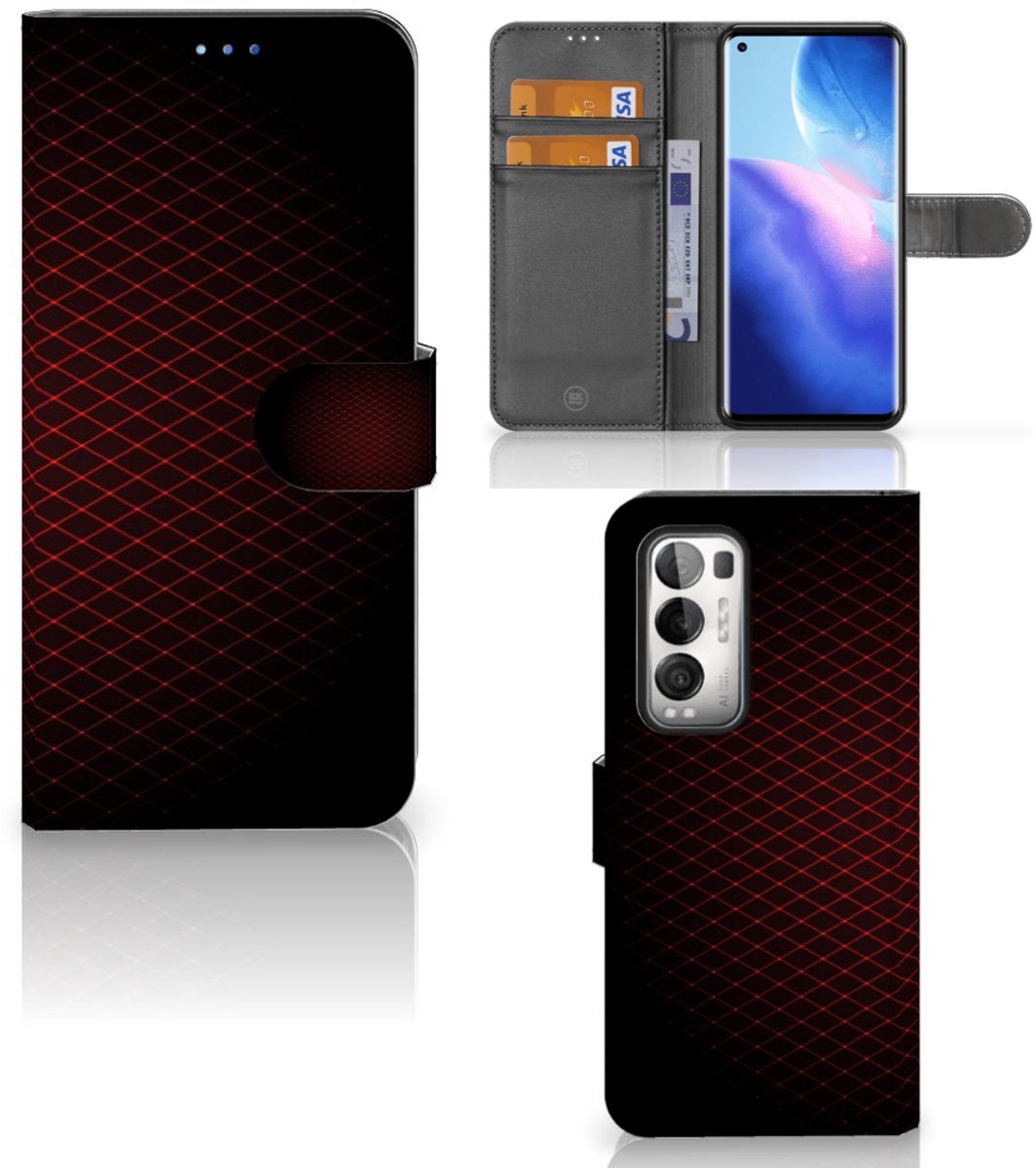 OPPO Find X3 Neo 5G Telefoon Hoesje Geruit Rood