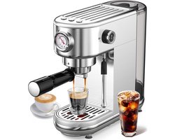 Compacte RVS Espressomachine met Krachtige 20 Bar Pomp en Melkopschuimer