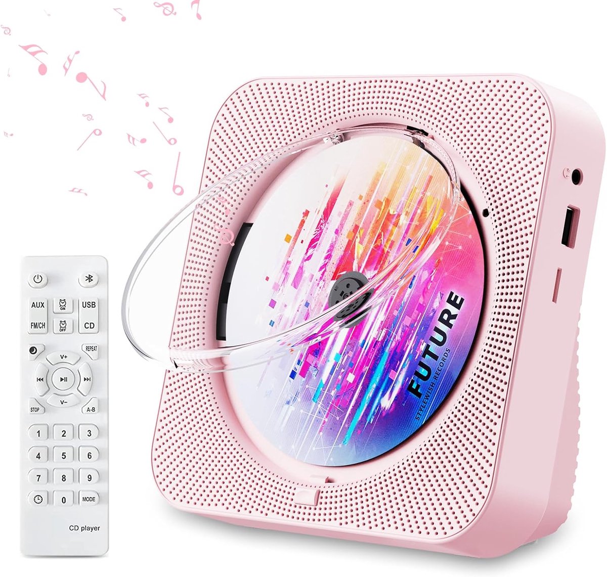 Draagbare CD-speler met Bluetooth 5.1, Ingebouwde Speakers en Afstandsbediening