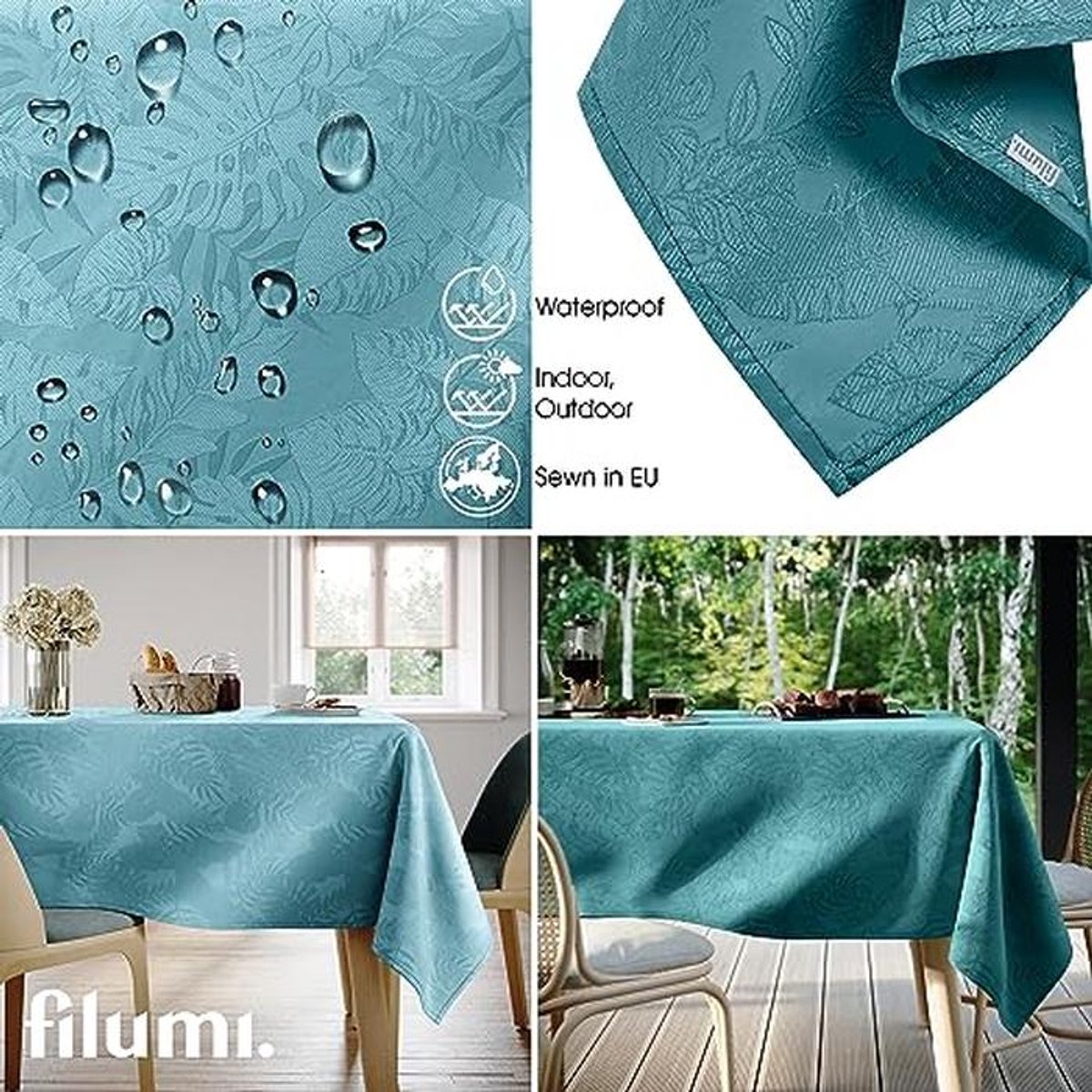 Afwasbaar Tafelkleed 110 x 160 cm - Blauw met Monsterpatroon voor Binnen en Buiten