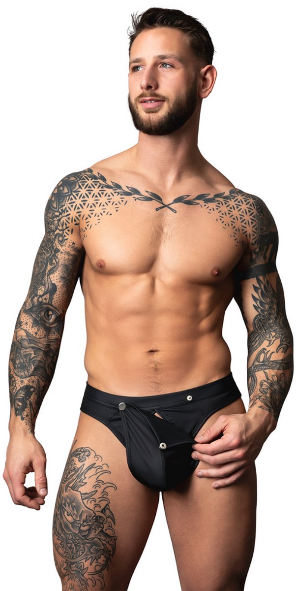 Male Power Sexy Snap Off Tanga - Zwart - Maat S/M