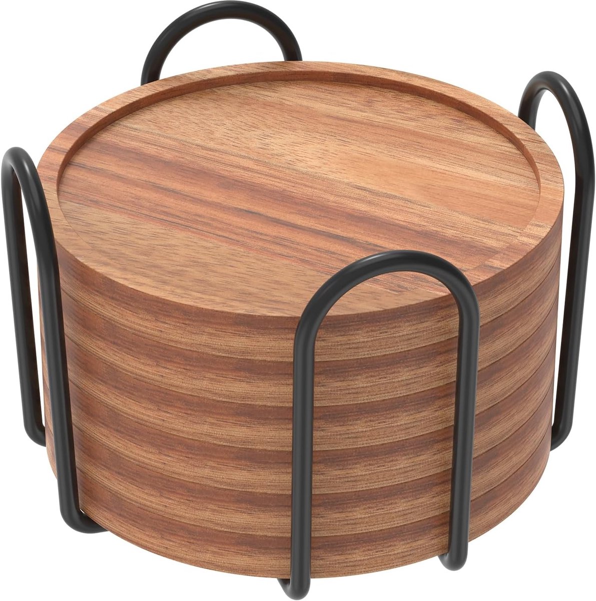 Onderzetters - Houten Houder - 6 Stuks 10 cm - Antislip - Bierdop Design - Bar Restaurant