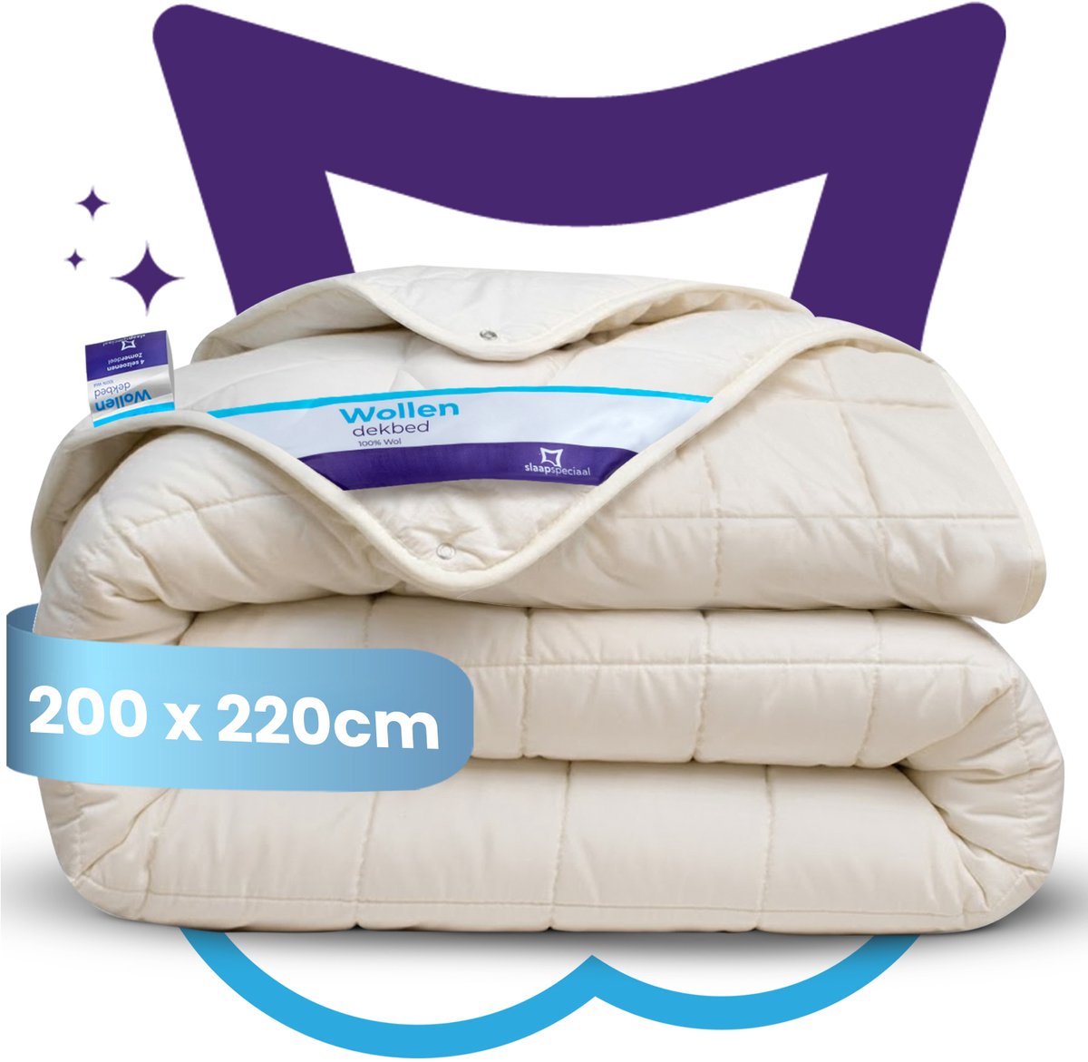 Slaapspeciaal | Luxe 4-Seizoenen Wollen Dekbed - 100% Australische Scheerwol | 200x220 cm - Zomer én winterdekbed – Tweepersoons - Extra Lang 220 cm – Ademend & Natuurlijk Slaapcomfort