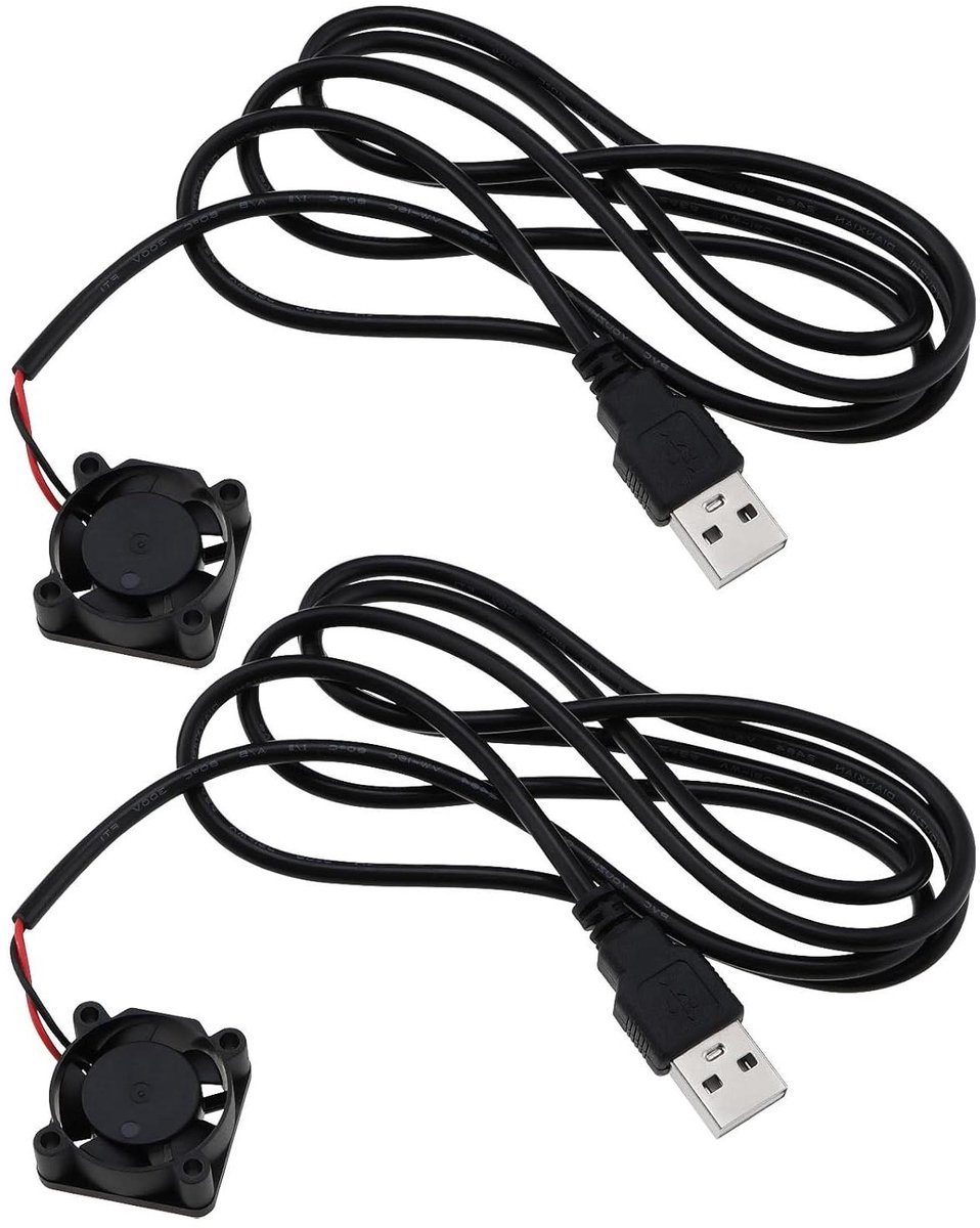 Allecto - USB Koelventilator - Borstelloze Hydraulische lagers - 25x25x10mm - DC Koelventilator - Micro Lagers - Turbo Koelventilator - Laptop Moederbord - 3D Printer - Geschikt voor 2 stks - KLeur