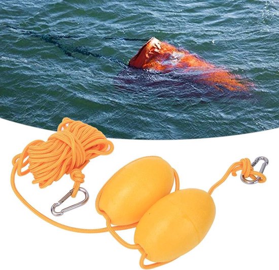 Allecto - Kajakboei touw - Veiligheidsuitrusting - Geel - Kano - Bootaccessoires - Geschikt voor diverse wateractiviteiten - Geel touw met dobber — afbeelding 4