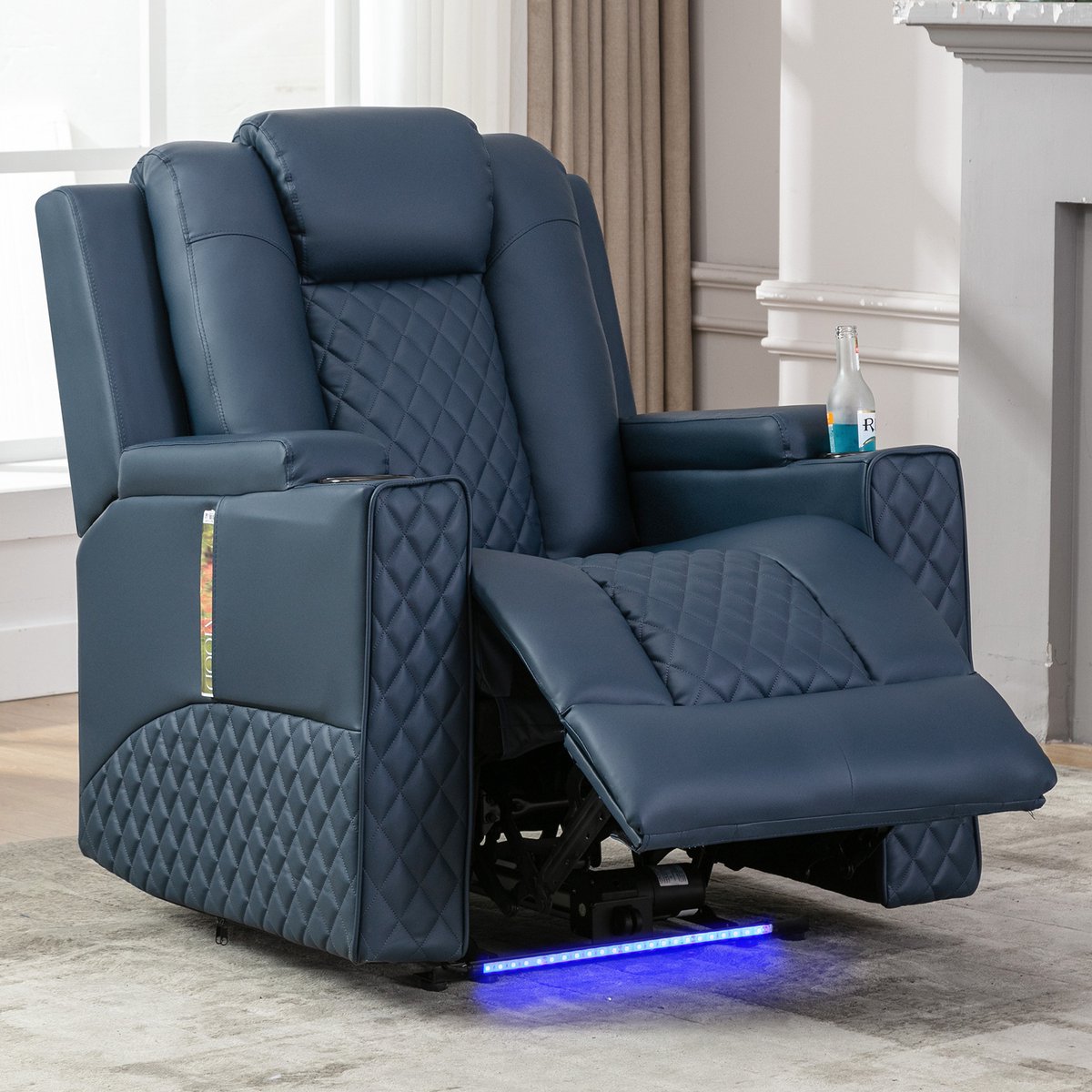 COMHOMA - Elektrische Relaxstoel - Met LED Licht en Verstelbaar - Donkerblauw