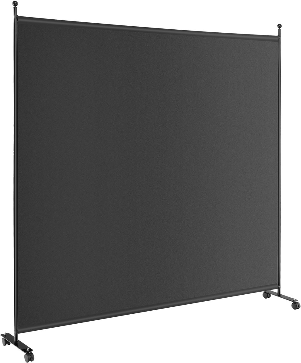 Costway Ruimteverdeler op wieltjes, kamerscherm, 1-delig, scheidingswand opvouwbaar, van stof, inkijkbescherming voor meer privacy en flexibiliteit, 184 x 184 cm (zwart) Grijs