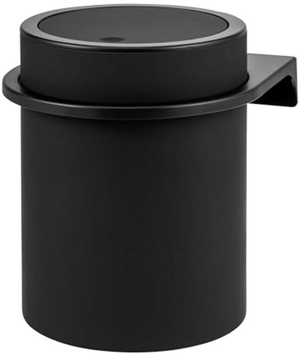 Ronde cosmetica-emmer met wandhouder en schommeldeksel - 5,5 liter, zwart