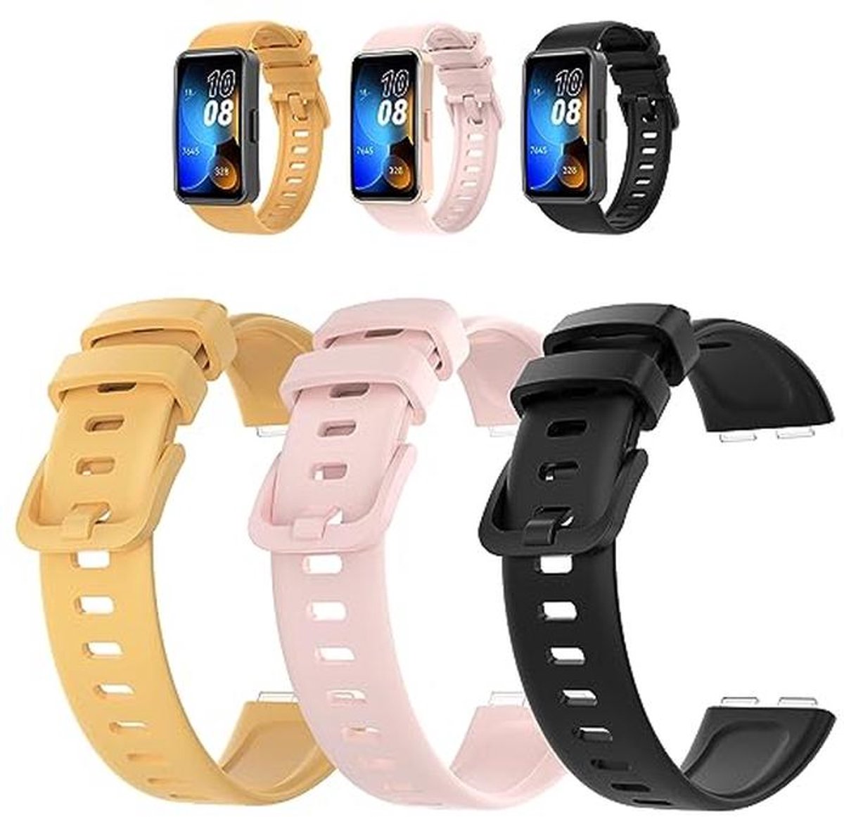 Set van 3 Compatibele Sportarmbanden voor Smartwatches - Silicorelastisch en Verstelbaar voor Mannen en Vrouwen