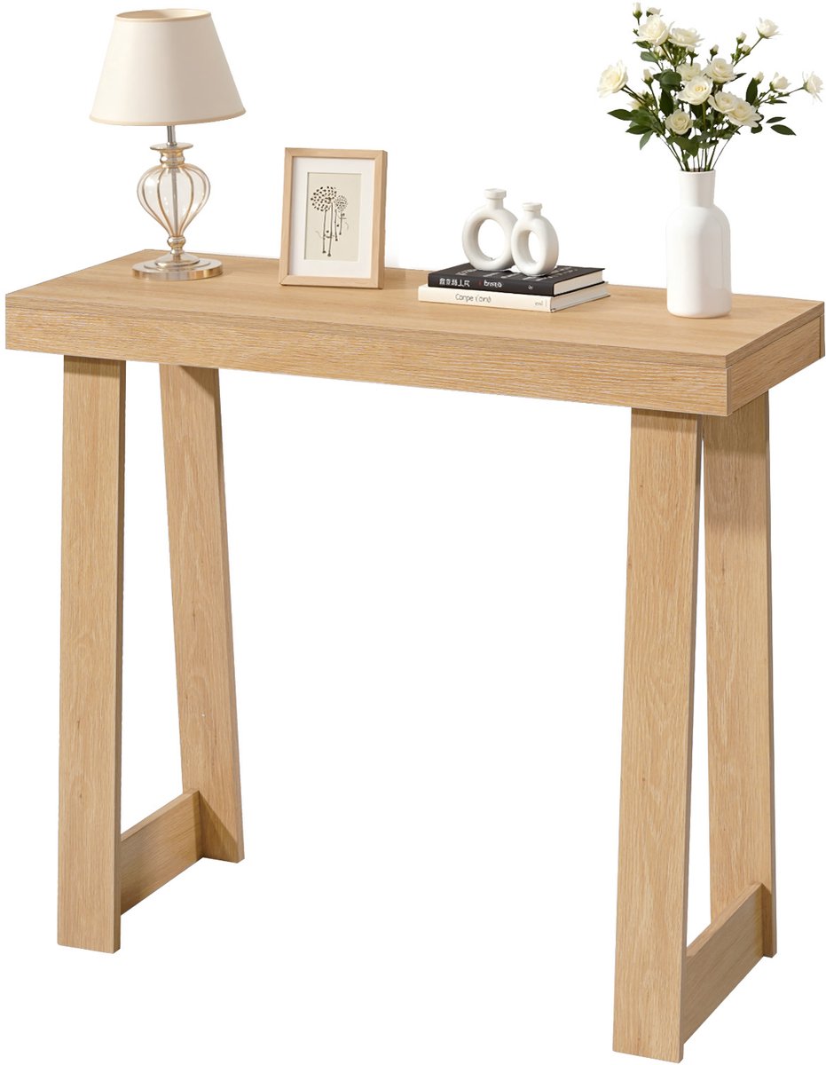 Vevor Consoletafel, Bijzettafel Achter de Bank (91,5x30,5x81CM / LxBxH), Rechthoekige Bijzettafel van Meerlaags Plaatmateriaal voor Hal, Slaapkamer, Woonkamer, Entree, Moderne Haltafel van Natuurlijk Hout