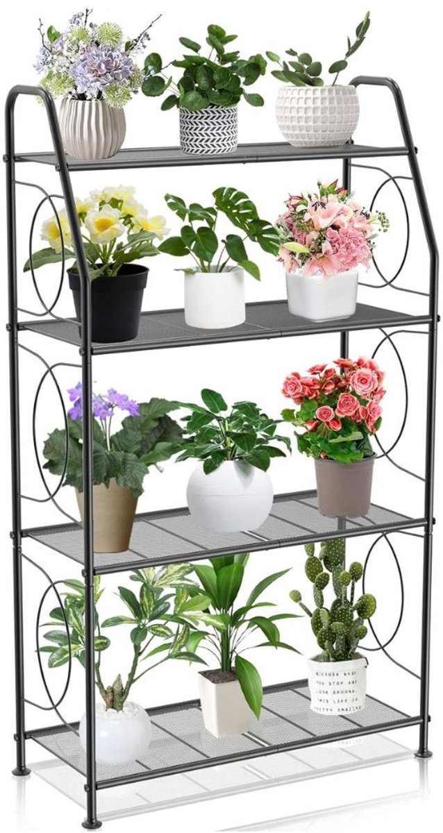 Aura® Plantenladder - Plantentrap - Plantenstandaard - Zwart - 66cm x 28cm x 117cm
